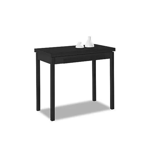 ASTIMESA Mesa de Cocina Tipo Libro, Negro, 80 x 40 cm a 80 x 80 cm