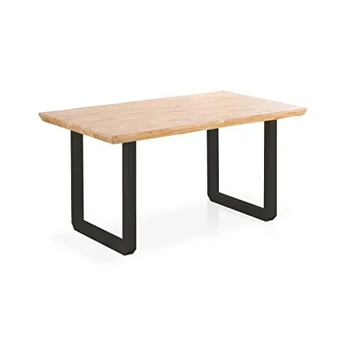 Roma, Mesa de Comedor Fija, Acabado en Roble y Negro