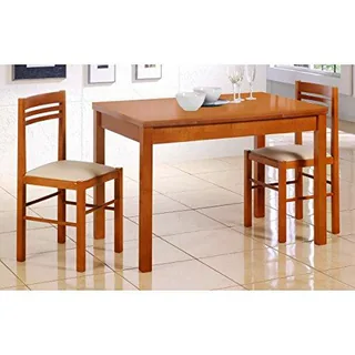 SHIITO - Mesa de Cocina Extensible 110x70 cm con 2 alas acabada en Madera barnizada