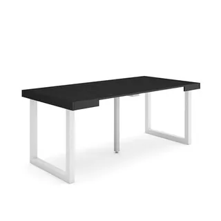 Skraut Home | Mesa Consola Extensible | Mesa Comedor Plegable | 180 | para 8 comensales | Patas Madera Maciza | Estilo Moderno | Negro