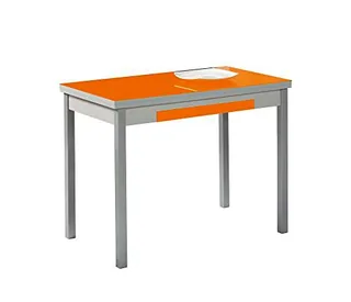 ASTIMESA Alas Cristal Mesa de Cocina, Metal, Naranja, 100x60cm