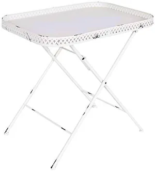 Better & Best 2631032 Mesa bandeja plegable en hierro blanco decapé de hierro