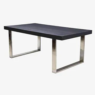 Better & Best 2801054 Mesa de comedor rectangular con tapa madera negra y patas rectas cromadas