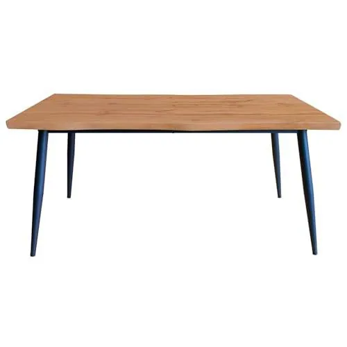 DRW Mesa de Comedor de Metal Natural y Negro 160x75x80 cm