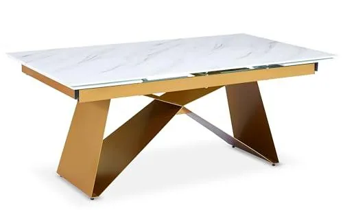 Menzzo Mogaria Mesa, Blanco/Dorado, L180 x P100 x H75 cm