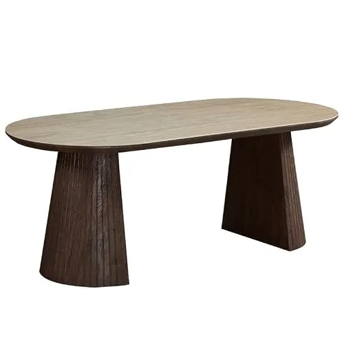 DRW Mesa de Comedor Ovalada de Madera y Ceramica A