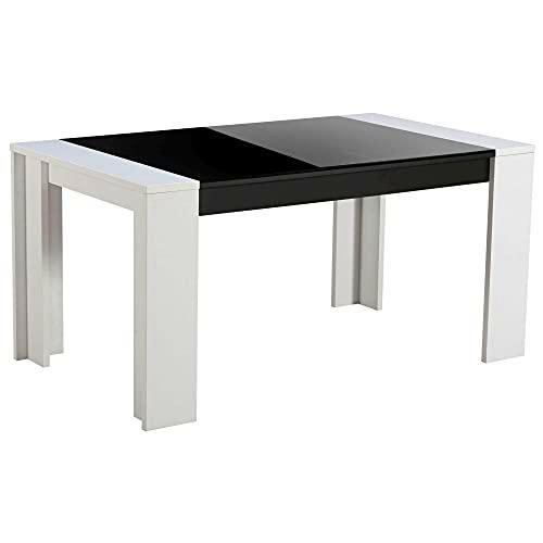 TUCO - Mesa de comedor salón cocina, color blanco y negro