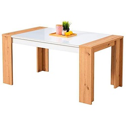 TUCO - Mesa salón comedor cocina, color roble y color blanco