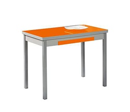 ASTIMESA Alas Cristal Mesa de Cocina, Metal, Naranja, 110x70cm