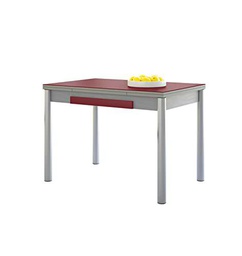 ASTIMESA Alas Cristal Mesa de Cocina, Metal, Burdeos, 90x50cm