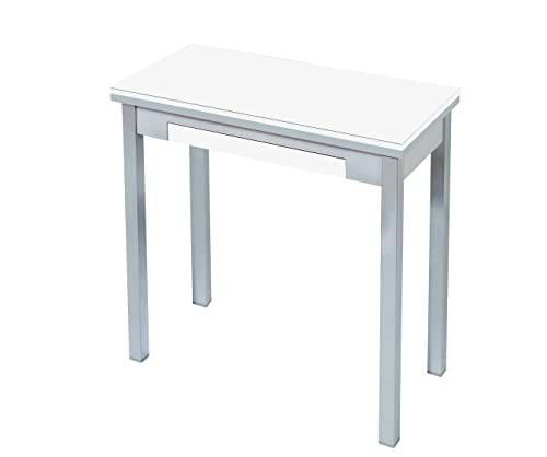 ASTIMESA Tipo Libro Mesa de Cocina, Metal, Blanco, 80x40cm