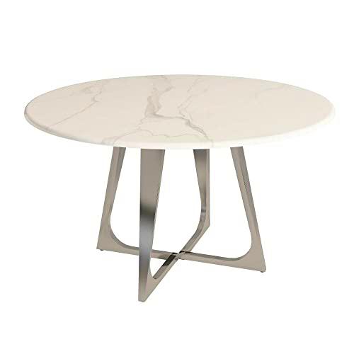 Mesa de Comedor DKD Home Decor Acero Mármol (130 x 130 x 76 cm)