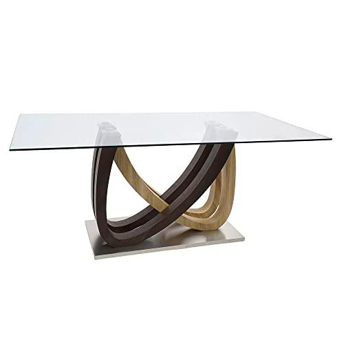 Mesa de Comedor DKD Home Decor Cristal Acero Inoxidable Madera MDF (180 x 90 x 76 cm)