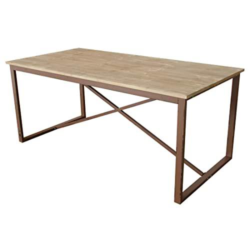 Mesa de Comedor con Tablero de Madera Natural y Patas de Metal Color oxido