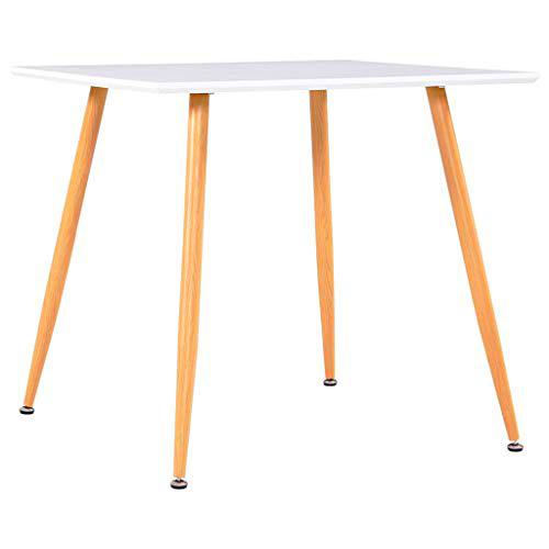 vidaXL Mesa de Comedor Blanca y Roble 80,5 x 80,5 x 73 cm