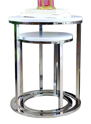 ASPECT Paloma-Juego de Mesa Redonda (2 Unidades), Color Brillante y Base cromada