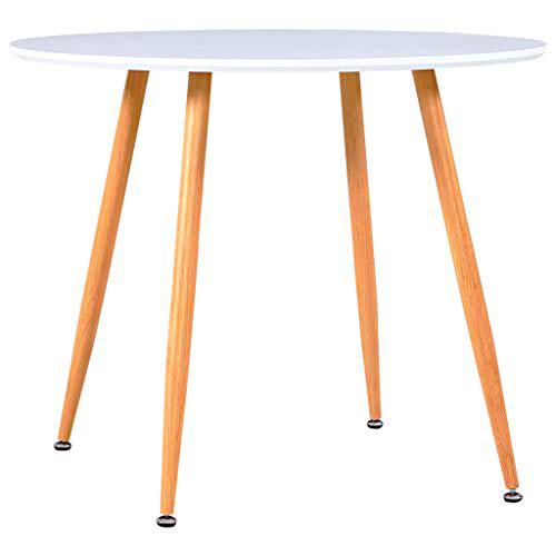 vidaXL Mesa de Comedor, 90 x 73,5 cm, Color Blanco y Roble