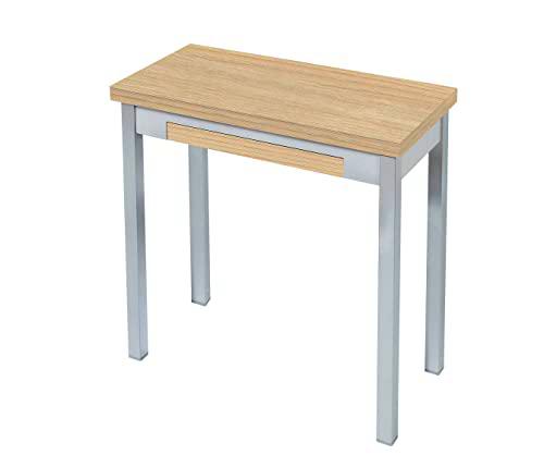 ASTIMESA Tipo Libro Mesa de Cocina, Metal, Roble Raw, 90x50cm