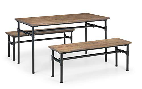 Julian Bowen Carnegie-Juego de Mesa y 2 Bancos, Color marrón y Negro