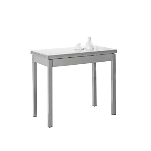 ASTIMESA Tipo Libro Mesa de Cocina, Metal, Blanco, 80x40cm