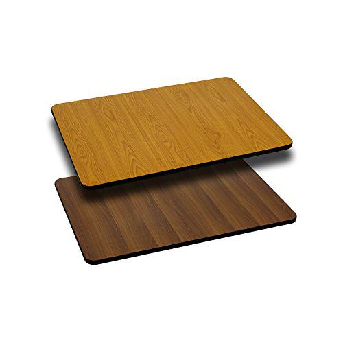 Flash Furniture - Mesa Rectangular de 61 x 76 cm con Parte Superior laminada Reversible Contemporáneo 24" W x 30" D x 1.13" H Natural/Nogal