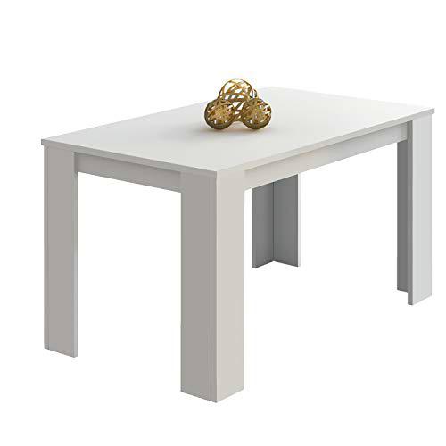 duehome Mesa Comedor, Mesa Fija, Modelo Berta, Acabado Color Blanco