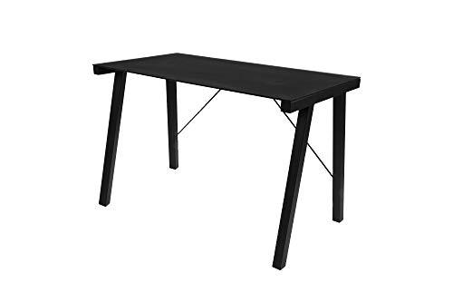 Marca Amazon - Tyson Escritorio, tablero de cristal negro y base negra de metal
