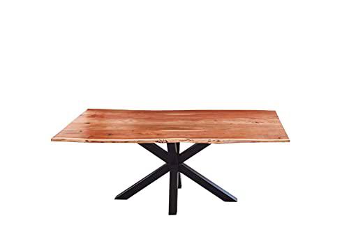 SAM Esszimmertisch Quincy Mesa de Comedor, Acacia, Color Natural y Negro