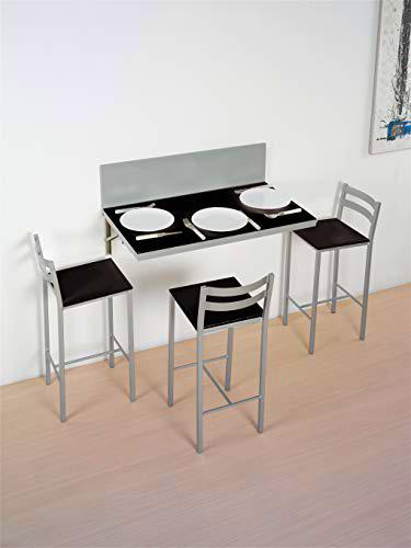ASTIMESA Mesa de Cocina de Pared Multiposición Negro 90x50cm
