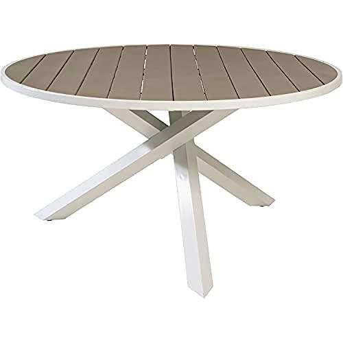 Venture Home Parma Table ø 140-Tabla, Color Blanco y Gris Mesa, White|Grey
