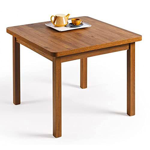 HOGAR24 ES | Mesa Cuadrada Multiusos Comedor Cocina | Dimensiones 90 x 90 cm Extensible Libro a 180 x 90 cm | Color Nogal