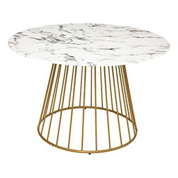 Mesa de comedor "Rayo", tapa de cristal templado efecto mármol