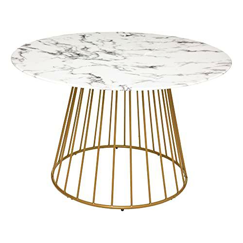 Mesa de comedor "Rayo", tapa de cristal templado efecto mármol