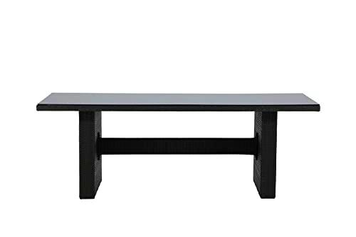 Venture Home Padova-Mesa (200 x 100 cm), Color Negro y Cristal, Gris