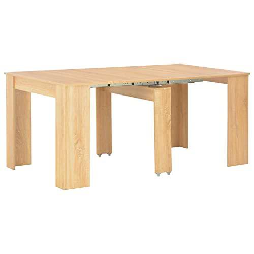 vidaXL Mesa de Comedor Extensible Mobiliario Diseño Elegante Moderna Estable Práctica Decorativa Duradera Robusta Color Roble Sonoma 175x90x75cm