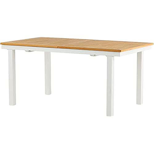 Venture Home Panamá Table 160/240-Mesa de Teca, Color Blanco y Negro Mesa