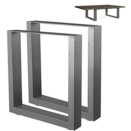 BAKAJI Juego de 2 Patas de Mesa tamaño 43 x 40 cm de Metal para Mesa de salón y Bancos con Patas Antideslizantes Ajustables diseño Moderno Industrial Color Gris