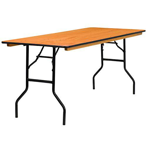 Flash Muebles 30 "X 72" Rectangular Mesa Plegable Banquete de Madera con Acabado con Revestimiento de Clara Top
