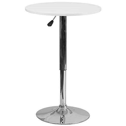 Flash Muebles 23.75 "Redondo Ajustable Altura Blanco Mesa de Madera (Ajustable Gama 26.25" - 35.75)