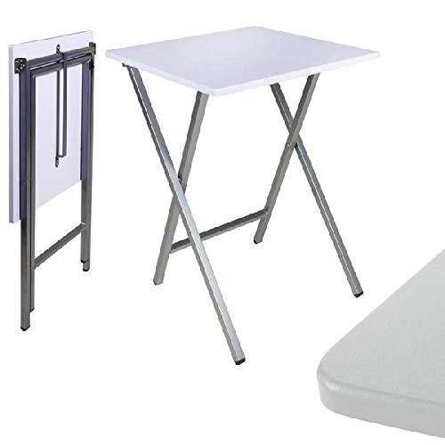 dcasa - Mesa cuadrado plegable blanca 48x48x65 cm