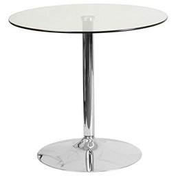 Flash Muebles 31,5 "Redondo Mesa de Cristal con Base de 29 cm, Cromo