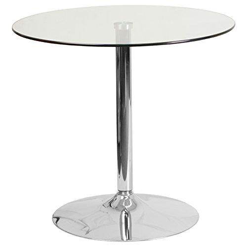 Flash Muebles 31,5 "Redondo Mesa de Cristal con Base de 29 cm, Cromo