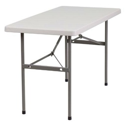 Flash Muebles 24 "W x 48" Granito L de plástico Blanco Mesa Plegable