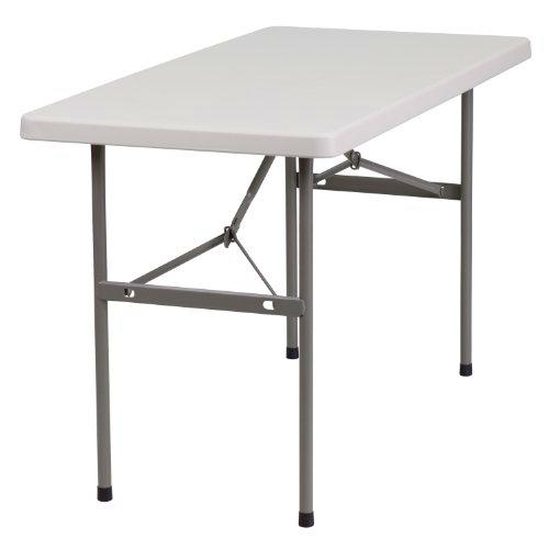 Flash Muebles 24 "W x 48" Granito L de plástico Blanco Mesa Plegable