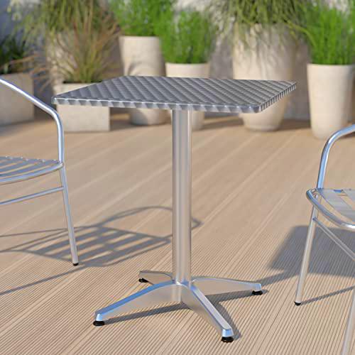 Flash Furniture Mesa Cuadrada de Aluminio Interior-Exterior de 23.5 '' con Base