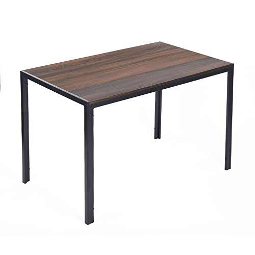 HOMYLIN Mesa de Comedor Rectangular de Estilo Industrial de Color Nogal con Marco de Metal (Apto para 4 a 6 Personas)