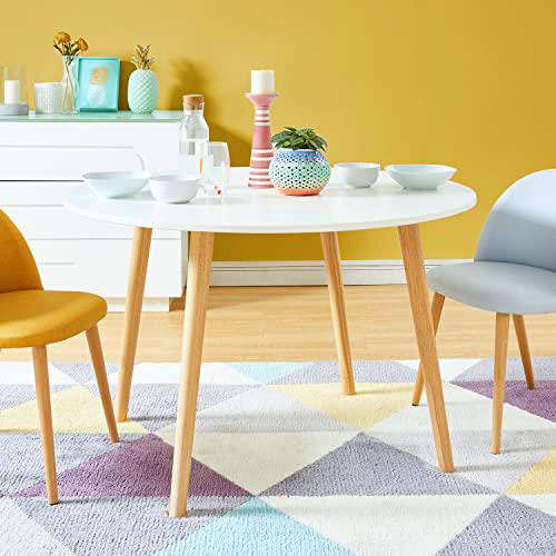 BAÏTA ORATELLO Mesa de Comedor, Blanco, D120cm