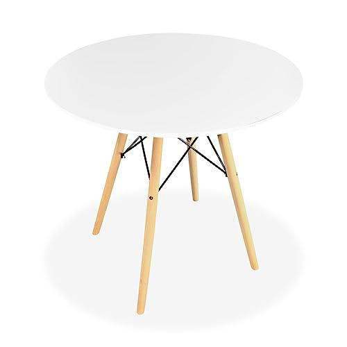 Somnia - Mesa Redonda de Comedor o Cocina Acabada en Blanco Modelo Sofie