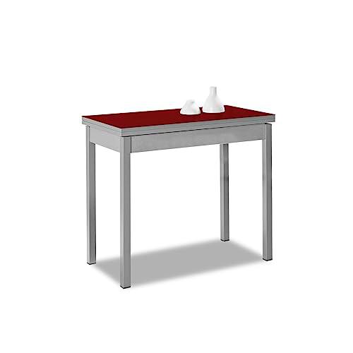 ASTIMESA Tipo Libro Mesa de Cocina, Metal, Rojo, 80 x 40 cm a 80 x 80 cm