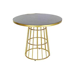 DKD Home Decor Mesa de Comedor, Color: Negro y Dorado, Estándar